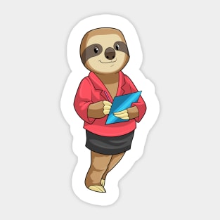 Sloth as Secretary with Notepad Sticker